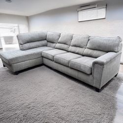 Comfy Grey Sectional Couch With High Back Support 