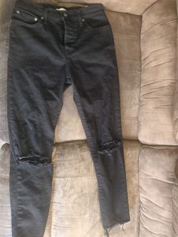 BLACK DISTRESSED JEANS LEVIS RIPPED 27 Women's 