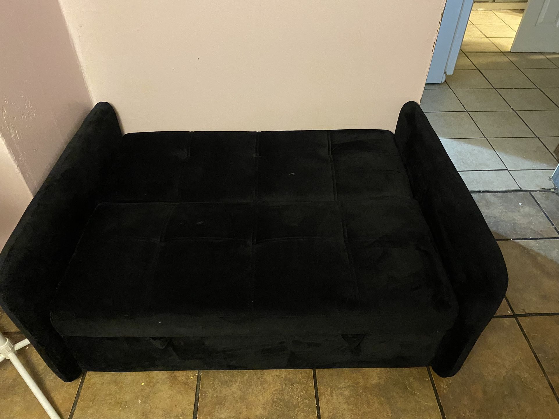 Black Velvet Love Seat Futon 