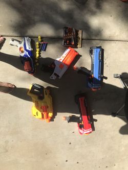 Nerf guns . Slightly used . $35for all five with bullets