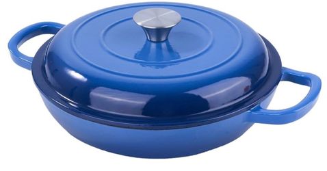 3 Quart Enameled Cast Iron Braiser Casserole Dish - Blue