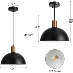 Black / White / Wood Pendant Light