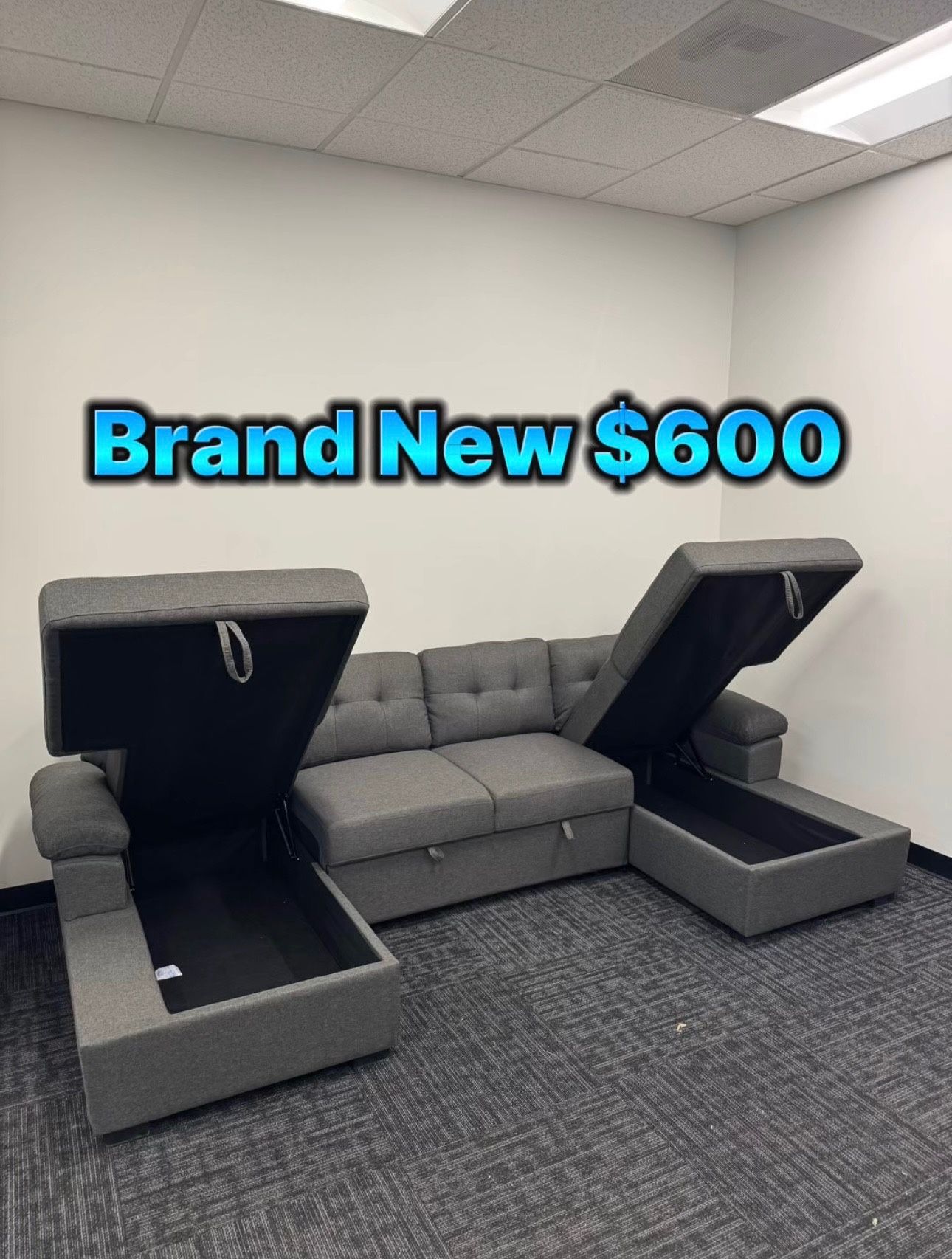 Double Storage Sectional Sofa Bed Couch 🛋️ New In Box 📦 Pull Out Bed ✅ Double Storage ✅