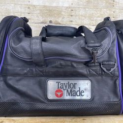 Taylor Made Leather Black & Purple Travel Duffle Bag
