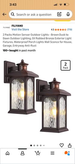 2 pack - Bronze Motion Activated Porch Lights