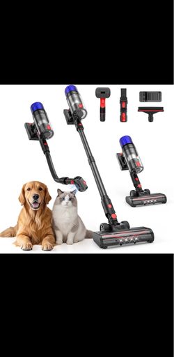 Teendow Cordless Vacuum Cleaner 500W Stick Vac for Pet Hair 50Min Runtime Black