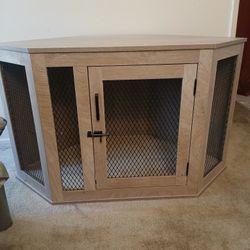 New Corner Wooden Dog Cage Grey