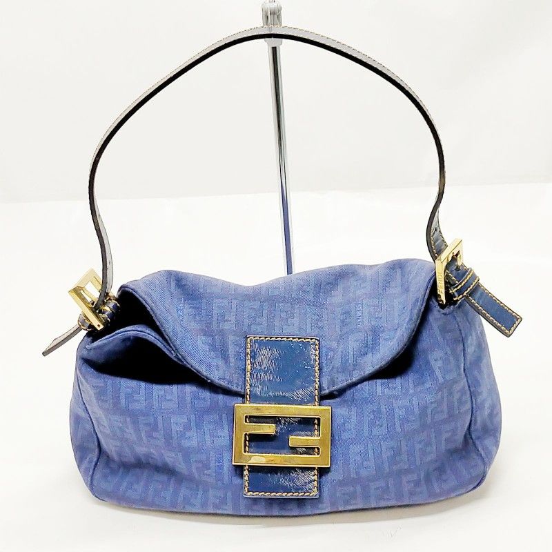 Fendi Hand Bag Blue Canvas
