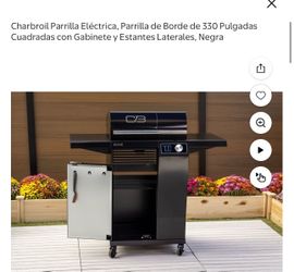 Charbroil Parrilla Eléctrica, Parrilla de Borde de 330 Pulgadas cuadradas con Gabinete y Estantes Laterales, Negra