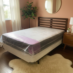 New queen mattress  and box spring 2 pc bed frame is not included