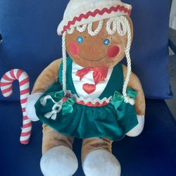 Vintage 90s Gingerbread Girl Plush Doll 20"