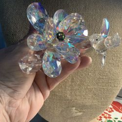 Crystal Humming Bird On Flower
