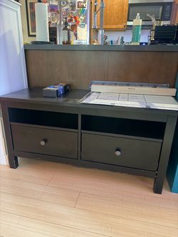 Black wooden under TV storage