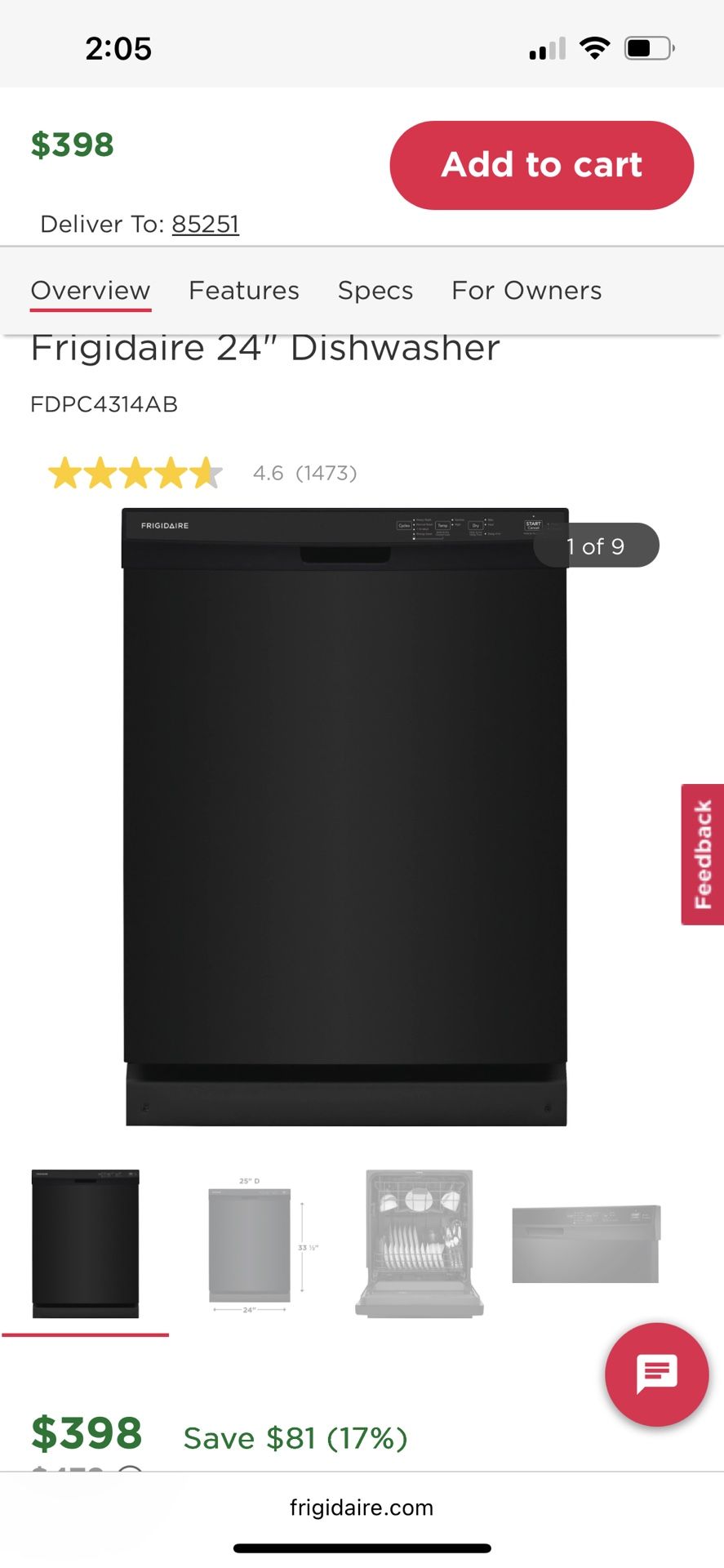 Frigidaire Brand New Never Used 24 Inch Dishwasher 