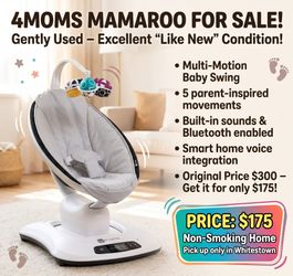 LIKE NEW 4MOMS MAMAROO BABY SWING – ONLY $175!