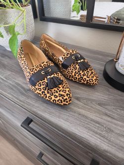 Talbots Leopard Print Tassel Loafers 9.5
