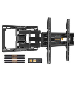 Perlegear Full Motion TV Wall Mount for 26-74 inch TVs, Height Adjustable TV Mount, Pre-Assembled Wall Mount TV Bracket with Tool-Free Tilt, Swivel, F