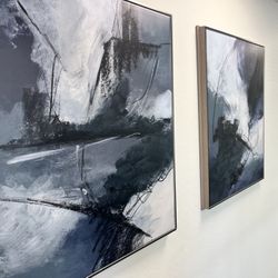 Wall Art - Blue & Gray FRAMED Abstract Canvas Walmart