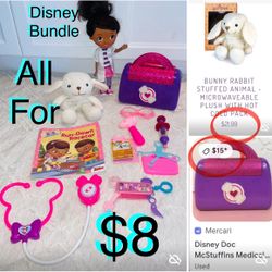 $8 Disney Bundle Mcstuffins Medical bag,Doll,medical plushy,books & accessories