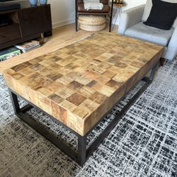 Real Wood And Metal Coffee Table