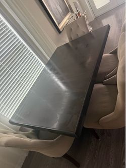 Dinning room table, chairs, bench and extension