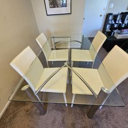 Glass Dining Table with 4 Chairs