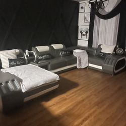 Led Gray and white Couch sectional