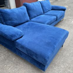 *FREE DELIVERY* Blue Velvet 2 Piece Sectional 