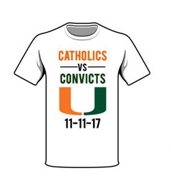 Miami Hurricane vs ND football shirts