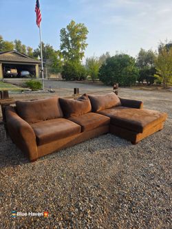 Brown Fabric Sectional Sofa with Chaise