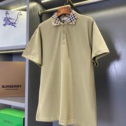 Burberry🌟Small check collar cotton polo shirt