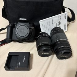 Canon - EOS Rebel T7 DSLR Video Two Lens Kit with EF-S 18-55mm and EF 75-300mm Lenses - Black