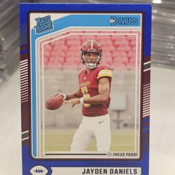 Jayden Daniels Rated Rookie Blue Press Proof