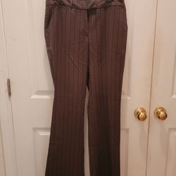 New York & Company Women's Dress Pants, Size 2 Tall, Dark Brown Pinstripe