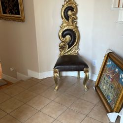 Leather And Wood Egyptian Chair 