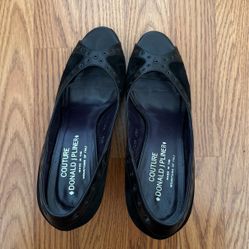 Sexy Black Suede Vintage Couture Donald J  Shoes Heels  