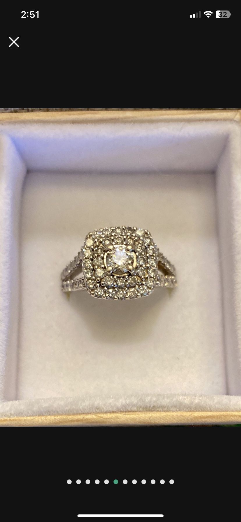 10kt White Gold Diamond Ring Size 10