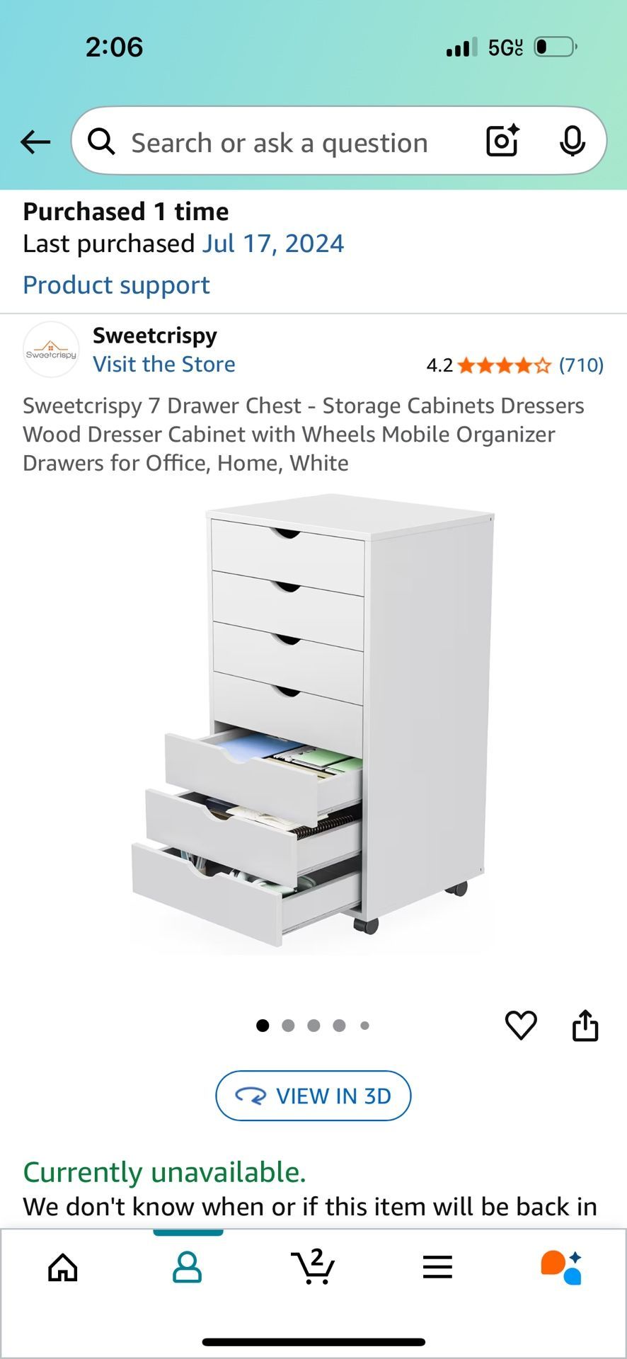 7 Drawer Chest - Storage Cabinets Dressers Wood Dresser Cabinet with Wheels Mobile Organizer Drawers for Office, Home, White