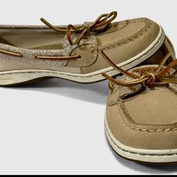 Sperry Angelfish Sparkle Boat Shoes Size 7.5 Memory Foam