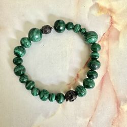 Men’s Malachite Skull Bracelet 