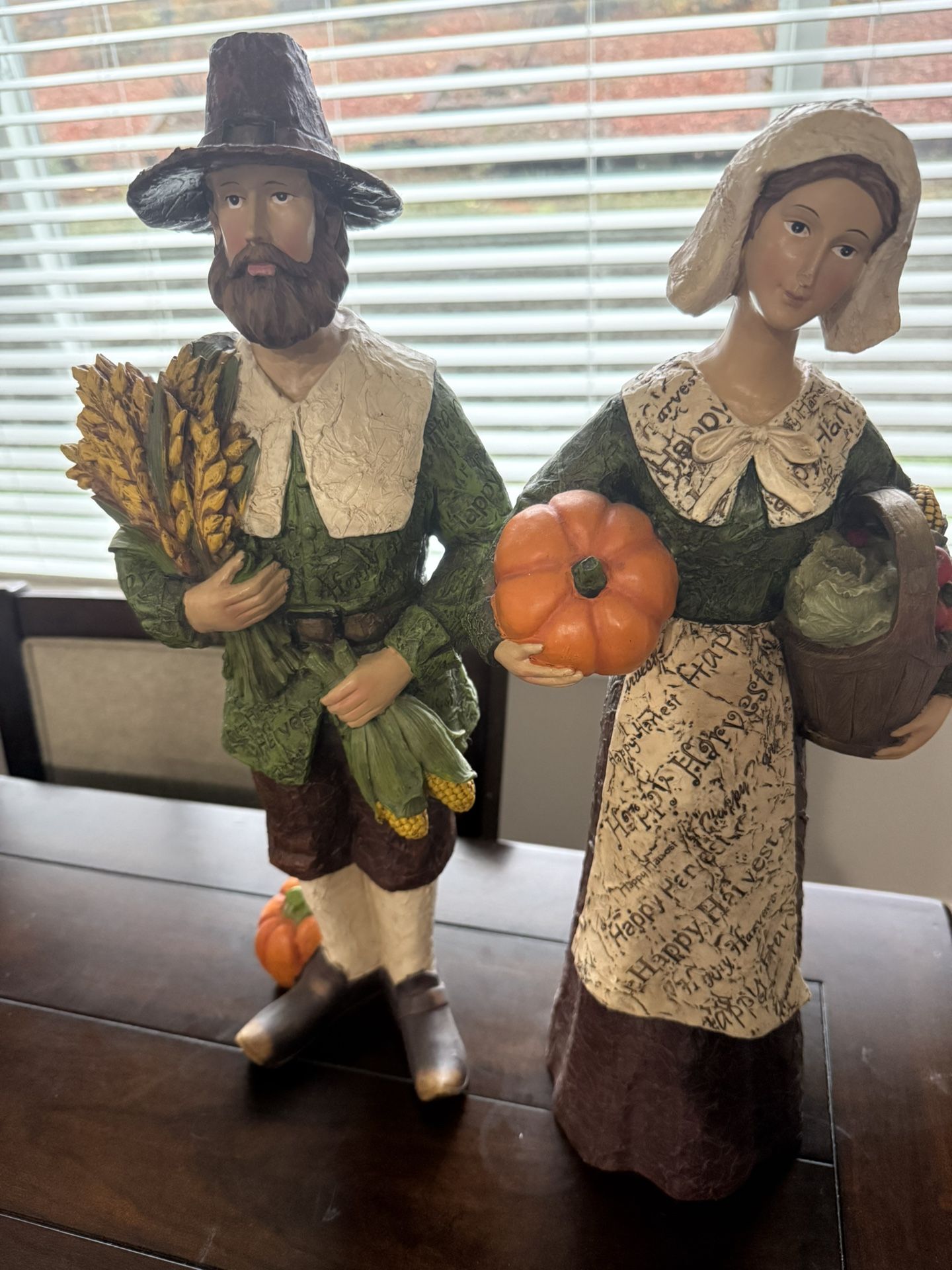 Hobby Lobby 18” Pilgrim Couple Figurines – Fall / Thanksgiving Decor