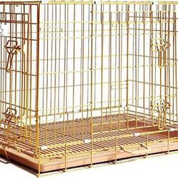HOMEY PET 30 in Gold Color Dog Crate Puppy Kennel Removable Floor Grid Pull Out Tray ⭐️NEW IN BOX⭐️ CYISell