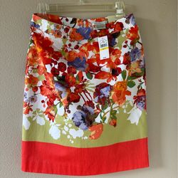 van heusen orange floral skirt sz 2