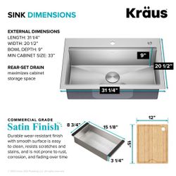 32 Inch Drop In Sink