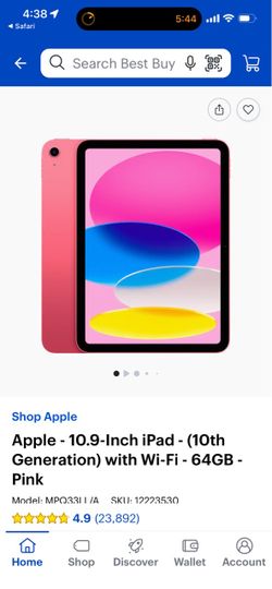 iPad pink 10 generation