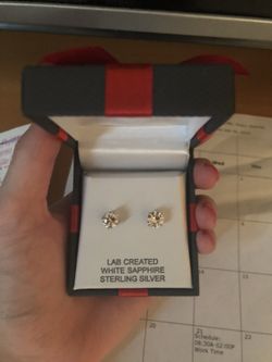 Sterling Silver + Lab White Sapphire stud