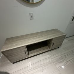Beige Long TV Stand With Cabinets
