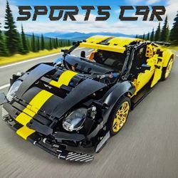 Nuevo Ferrari 488 Amarillo, Tipo Lego de 1,785 Piezas Y Escala 1/10