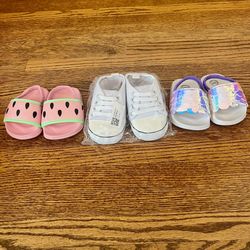3 pair baby/toddler shoes size 2 wonder nation sandals and sneaker booties