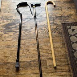 3  walking canes in excellent condition   20.00 each